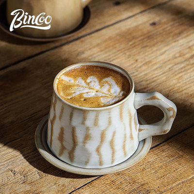 Bincoo陶瓷馬克杯碟套裝女生高顏值ins小眾設計感日式復古咖啡杯