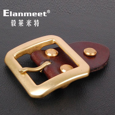 Elanmeet03皮帶配件實心黃銅男士針扣腰帶扣扣頭扣頭內徑3.8cm