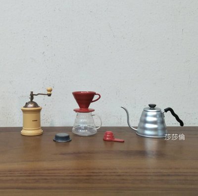 ~菓7漫5咖啡~HARIO 扭蛋 4入組 仿真迷你咖啡器材 咖啡模型 手搖磨豆機 V60雲朵壺 濾杯 手沖壺