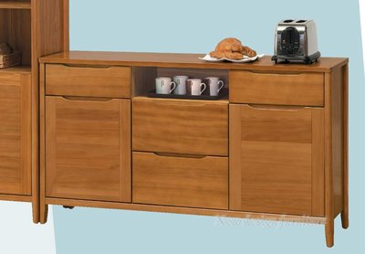 【N D Furniture】台南在地家具-日式風味檜木半實木柚木色147cm餐櫃/5尺半實木餐櫃WB/LH
