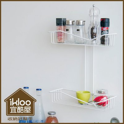 【ikloo】TACO無痕吸盤系列-多功能雙層置物籃 置物架