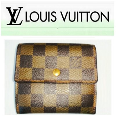 LV 經典棋格花紋 Louis Vuitton 短夾 零錢包 信用卡夾 傳統花紋 極新 真品$598 1元起標 有BV