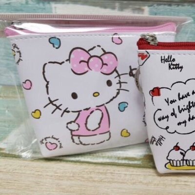 正版授權 HELLO KITTY 凱蒂貓 皮革鎖圈零錢包 鎖圈包 皮革包 零錢包 拉鍊包 收納包 置物包 錢包 兩款