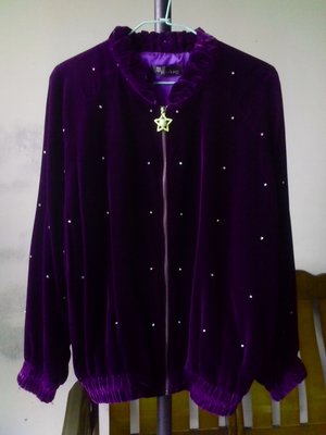 高級絲絨外套　(深紫色 夾克 拉鍊外套 絨毛外套 棉絨外套 飛行外套 棒球外套 運動外套 造型外套 專櫃 S M L)