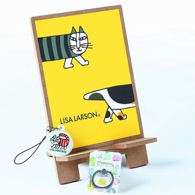 ☆Juicy☆日本GLOW雜誌附錄 北歐風 Lisa Larson 貓 貓咪 條紋貓 手機支架 手機架＆指環扣＆擦拭吊飾