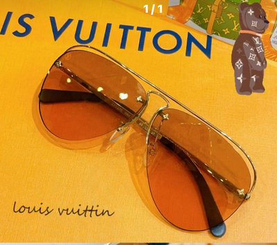二手旗艦 LOUIS VUITTON LV 金框 橘色 太陽眼鏡 墨鏡(中友店)