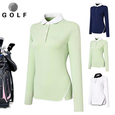 高爾夫服裝女春秋長袖polo衫女士正韓顯瘦彈力golf球速干防曬T恤