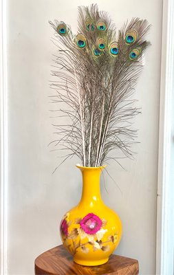 景德鎮釉彩花瓶 黃色花瓶 花開富貴 客廳玄關居家擺放 -570