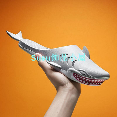 大鯊魚拖鞋2024新款男搞怪創意防滑時尚鹹魚拖男士潮流涼拖鞋外穿外穿拖鞋