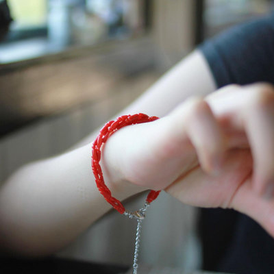 🍁紅珊瑚時髦度up的秘密🍒少不的專屬寶貝🌎紅珊瑚枝編織手鍊  天磨 GTX 10 原枝+圓珠三轉編織手鍊