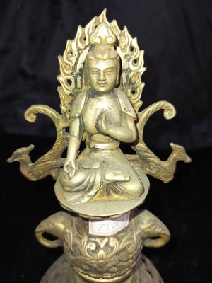 E0016 西藏　銅鎏金坐佛 高21cm   銅雕觀音佛像佛器　