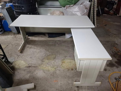 【尚典中古家具】白色HU右L辦公桌（180） 中古.二手.組合式辦公桌.收納辦公桌.L型工作桌.