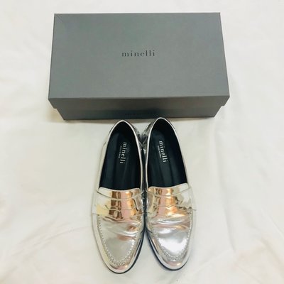 法國品牌 Minellli 銀色樂福鞋 SIZE 37
