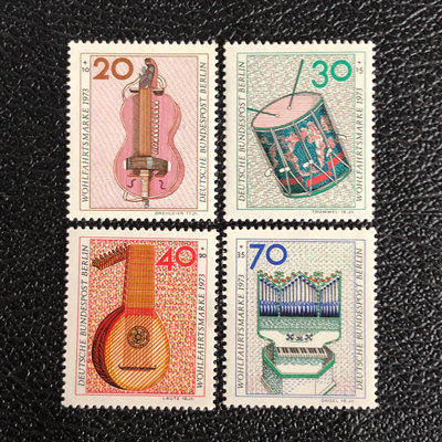 【二手】1708外國郵票西柏林1973年 古樂器4枚新全 有膠無貼 國外郵票 定位冊 專題冊【雅藏館】-703