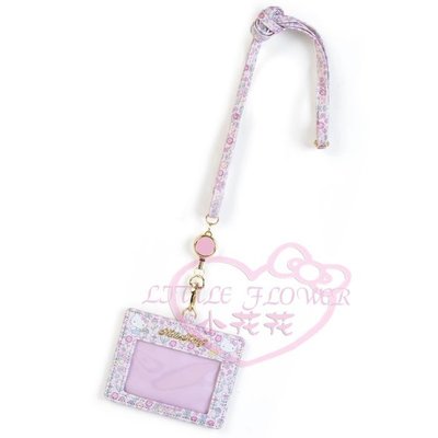 ♥小公主日本精品♥Hello Kitty凱蒂貓花漾系列滿版小花圖案粉色票卡套識別證證件套 42225201
