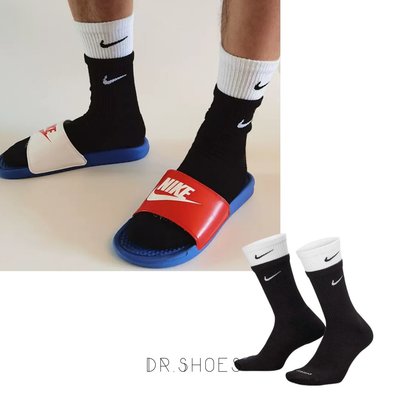 【Dr.Shoes】Nike Everyday Cushioned 襪子中筒襪 雙層襪 黑白 DD2795-011