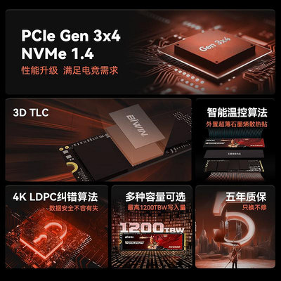 佰維NV3500 1t固態硬碟2T高速NVMe m2 512GB 筆電桌機SSD電腦