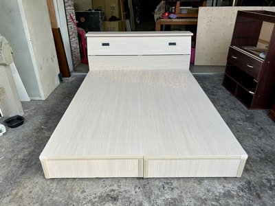 香榭二手家具*全新絕美雪松色標準雙人5x6.2尺床組(三分板)-收納床頭箱-床板-床箱-床底-雙人床-床架-床框-床頭櫃