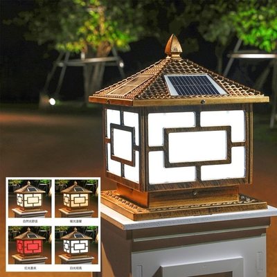 太陽能柱頭燈戶外防水庭院圍墻燈家用歐式仿古通用型新特價