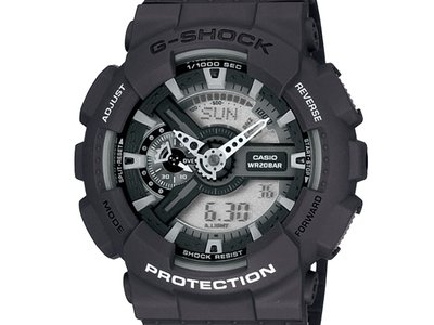 石英錶 [CASIO GA-110C] 卡西歐G-SHOCK 灰黑大錶-[灰色面+液晶]計設/時尚/軍錶