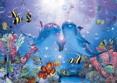 21-304 絕版迷你3000片日本正版拼圖 美麗的海底世界 海洋 海豚  Lassen
