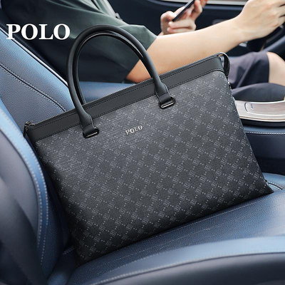 真皮包包 Polo男士手提包商務新款PVC時尚出14寸電腦包公務包大容量公文包
