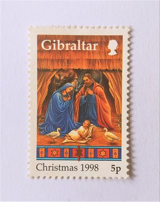 # 1997年 英屬直布羅陀(Gibraltar) 聖誕節郵票  5便士 新票  圖為聖嬰誕生!