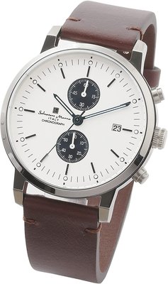 正版 Salvatore Marra sm19-207s-sswhbr 薄型 手錶 皮革錶帶 日本代購