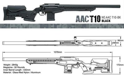 【BCS武器空間】Action Army AAC T10 VSR系統空氣手拉狙擊槍 黑色-AACT10BK