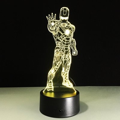 [現貨]鋼鐵人 復仇者 3D視覺立體燈 七彩漸變氣氛 觸摸開關Iron Man錯覺燈 小夜燈趣味創意禮物