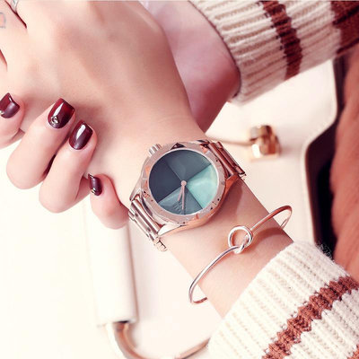 熱銷 GUOU古歐時尚新品潮流胭脂盒大錶盤石英女錶鋼帶腕錶蝴蝶扣手錶腕錶女670 WG047