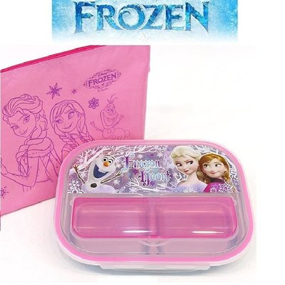 【現貨】韓國正品兒童餐具 Disney Frozen 冰雪奇緣 不鏽鋼餐盤 附餐袋 樂扣不鏽鋼餐盤 營養午餐便當盒午餐盒