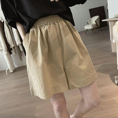 【全新現貨】日本代購SLY高腰短褲女式夏季顯瘦松緊帶簡約闊腿褲棉質沙灘熱褲