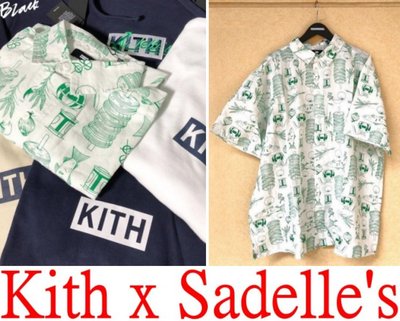 BLACK全新KITH x SadelleS早午餐貝果All Over Hawaiian Button-Up夏威夷襯衫