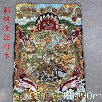 現貨熱銷-【紀念幣】西藏金絲唐卡畫觀音佛像畫尼泊爾刺繡唐卡布絹畫客廳裝飾掛畫古畫