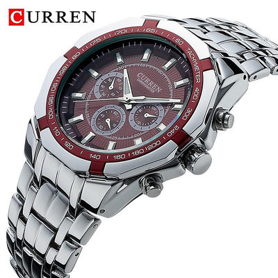 CURREN 卡瑞恩 品牌男士豪華運動手錶全鋼石英腕錶男士防水商務手錶