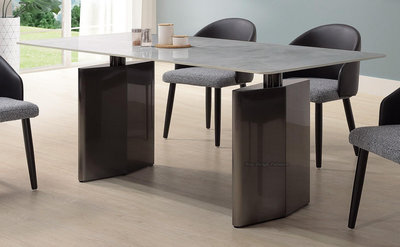 【N D Furniture】台南在地家具-GBT電鍍灰鋼色不鏽鋼腳座亮面180cm岩板餐桌YH