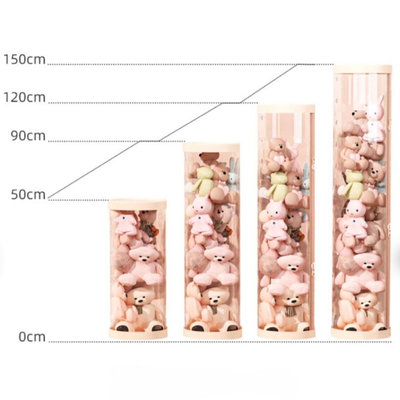 【拉鍊款】娃娃收納筒 90-150公分 毛絨玩具收納PVC透明圓柱筐 兒童公仔拉鍊玩偶桶 DIY整理箱 公仔玩具收納箱