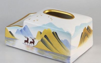 日本進口 好品質 日式 山水風景高山河流飛鳥 遙控器收納盒 客廳房間咖啡廳面紙盒衛生紙盒紙巾盒擺件擺設品禮品