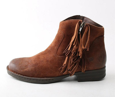 念鞋P891】BORN 牛皮復古流蘇舒適短靴 US10(26.5cm)大腳,大尺,大呎