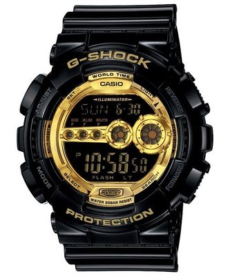 【金台鐘錶】CASIO手錶G-SHOCK 高亮度LED 防震 街頭新時尚 強悍(黑金) GD-100GB-1