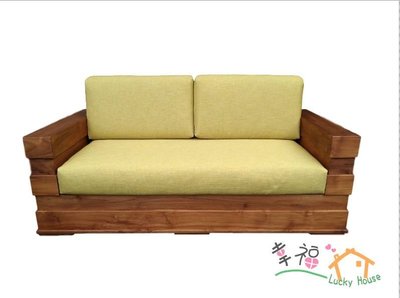 幸福家實木傢俱 全柚木箱型沙發 ,雙人座 2人座 含坐墊, 另有 1,2,3 L 型款式(SOFA 4 2人座)