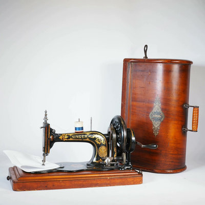 1885年西洋古董英國勝家Singer歌手12K手搖縫紉機彩