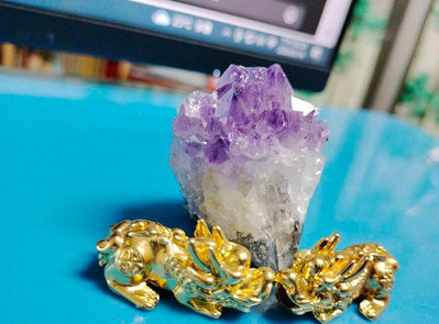 紫水晶鎮-(MINI版)-- 贈金貔貅一對.......vs...................紫水晶洞