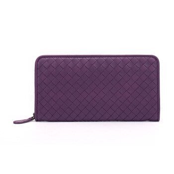 英國代購 Bottega Veneta 紫色 編織羊皮 拉鍊長夾