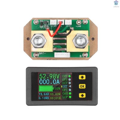 90V 0-300A 霍爾庫侖計彩色液晶顯示雙向電流檢測安培表電壓錶帶通訊1.8寸液晶屏-DD220831