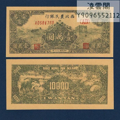 西北農民銀行10000元樣本民國36年抗戰紅色錢幣1947年票證幣非流通錢幣