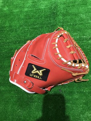 棒球世界全新WinBALL硬式小牛皮棒球補手手套特價紅配色