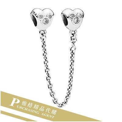 雅格時尚精品代購 Pandora 潘朵拉 迪士尼 米奇鑲鑽安全鍊 925純銀 Charms 美國代購