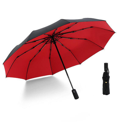 KI9S雙層雨傘加厚加固防風摺疊結實耐用大暴雨抗風學生全自動堅固